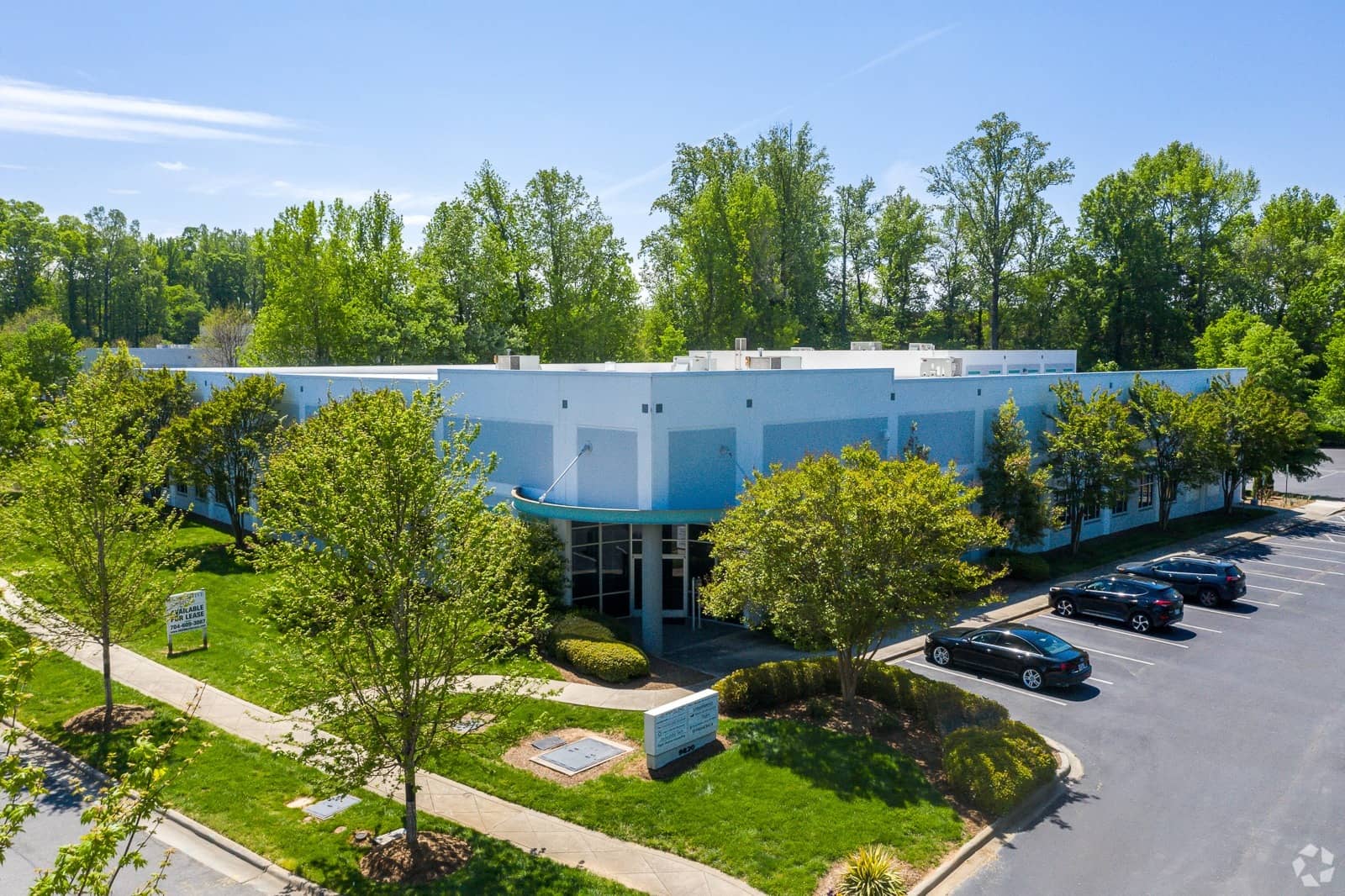 Exterior aerial view of 9820 Northcross Center Court in Huntersville, North Carolina